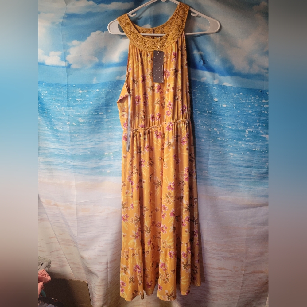 Daniel Rainn NWT Yellow Floral Summer Dress‎ Size Medium